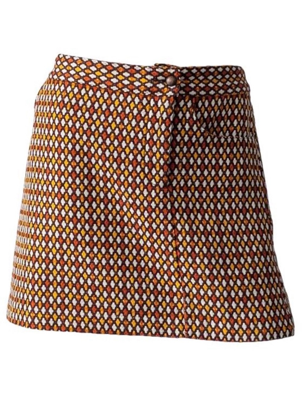 Anna Sui vintage Patterned A-Line Mini Skirt in Brown & Yellow